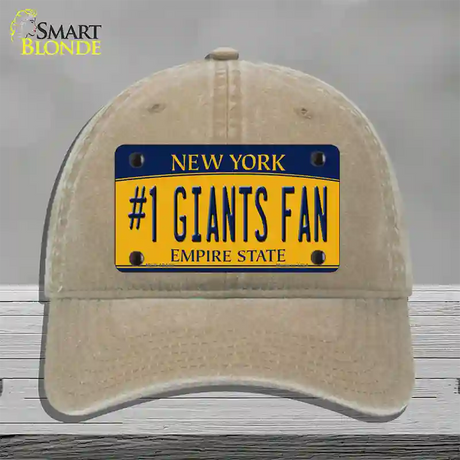 Number 1 Giants Fan New York Novelty License Plate Hat Tag Unconstructed Cotton / Khaki