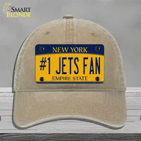 Number 1 Jets Fan New York Novelty License Plate Hat Tag Unconstructed Cotton / Khaki