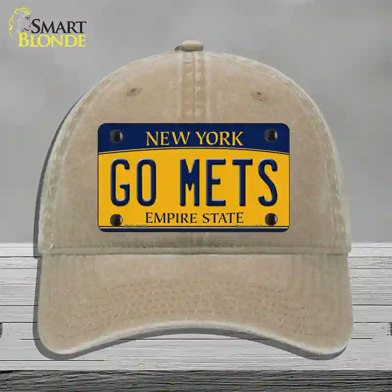 Go Mets Novelty License Plate Hat Tag Unconstructed Cotton / Khaki