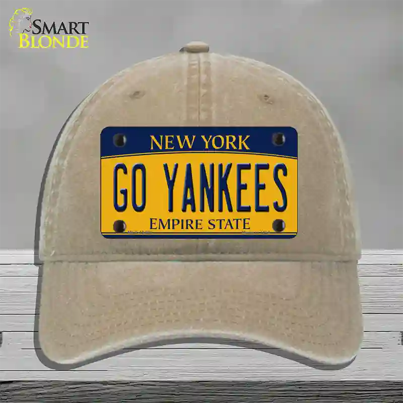 Go Yankees Novelty License Plate Hat Tag Unconstructed Cotton / Khaki