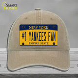 Number 1 Yankees Fan Novelty License Plate Hat Tag Unconstructed Cotton / Khaki