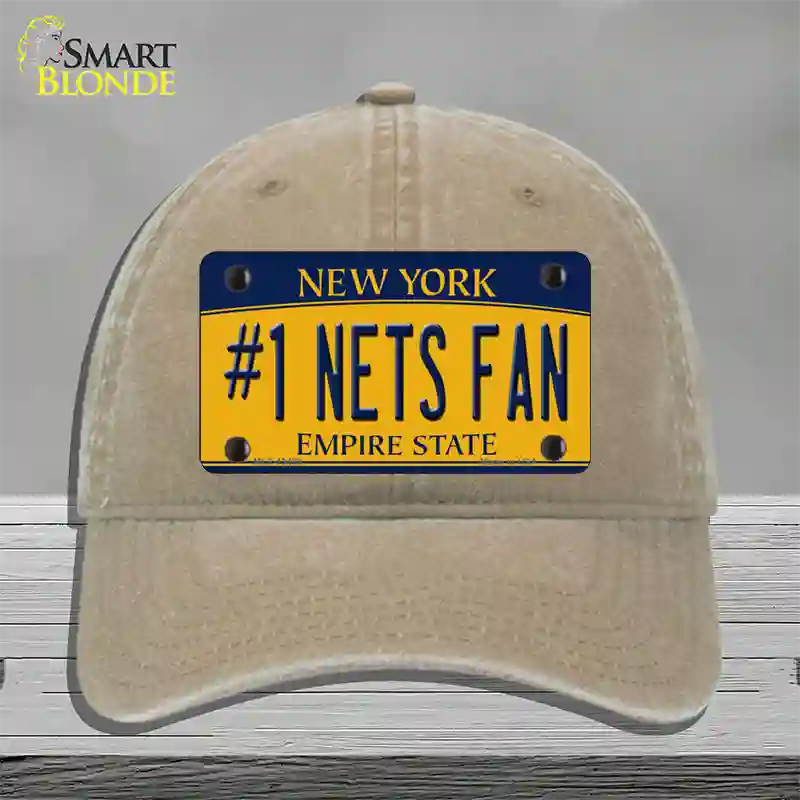 Number 1 Nets Fan Novelty License Plate Hat Tag Unconstructed Cotton / Khaki