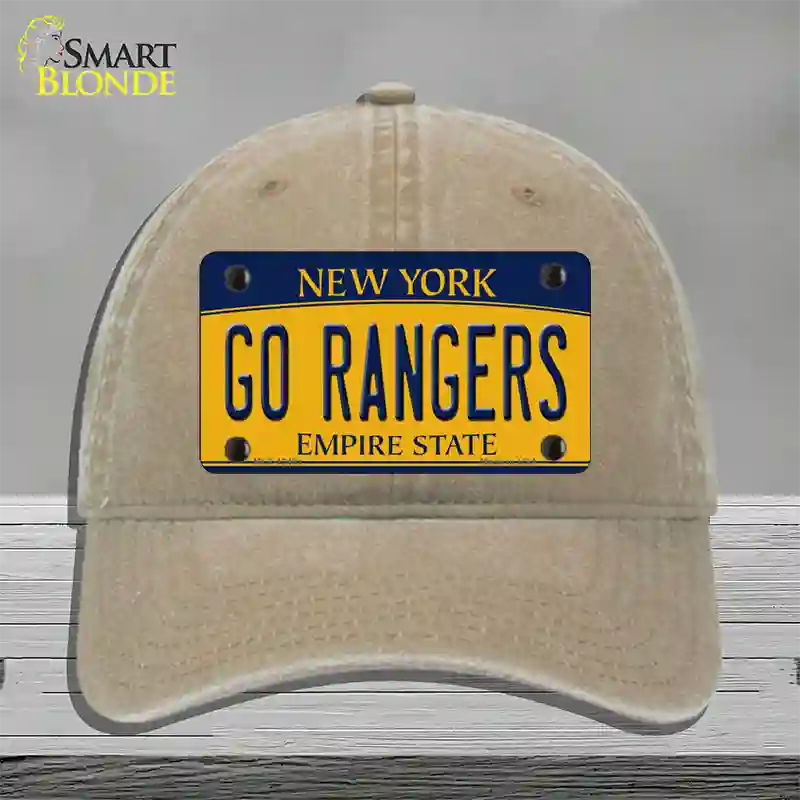 Go Rangers Novelty License Plate Hat Tag Unconstructed Cotton / Khaki