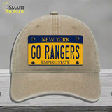 Go Rangers Novelty License Plate Hat Tag Unconstructed Cotton / Khaki