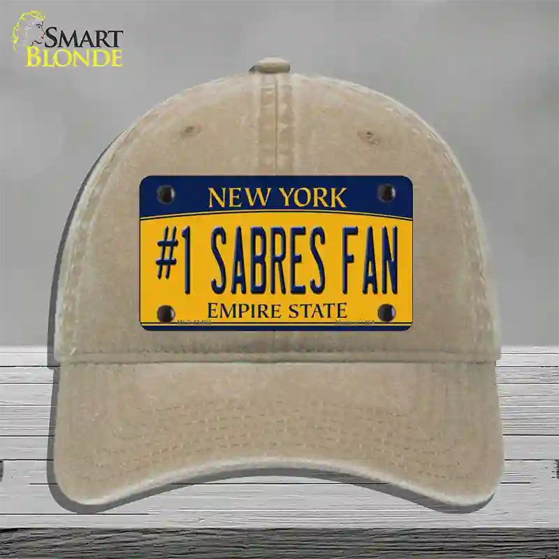 Number 1 Sabres Fan Novelty License Plate Hat Tag Unconstructed Cotton / Khaki