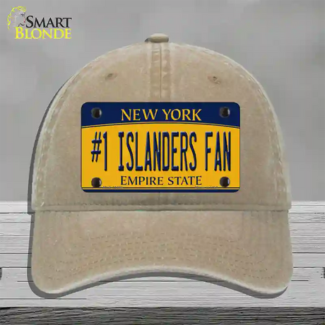 Number 1 Islanders Fan Novelty License Plate Hat Tag Unconstructed Cotton / Khaki