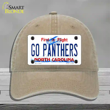 Go Panthers North Carolina Novelty License Plate Hat Tag Unconstructed Cotton / Khaki