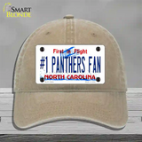 Number 1 Panthers Fan NC Novelty License Plate Hat Tag Unconstructed Cotton / Khaki