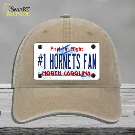 Number 1 Hornets Fan Novelty License Plate Hat Tag Unconstructed Cotton / Khaki