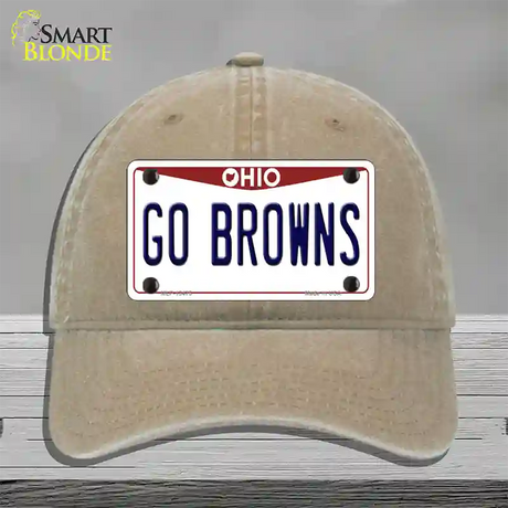 Go Browns Novelty License Plate Hat Tag Unconstructed Cotton / Khaki