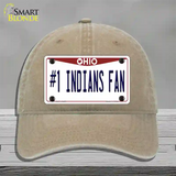 Number 1 Indians Fan Novelty License Plate Hat Tag Unconstructed Cotton / Khaki