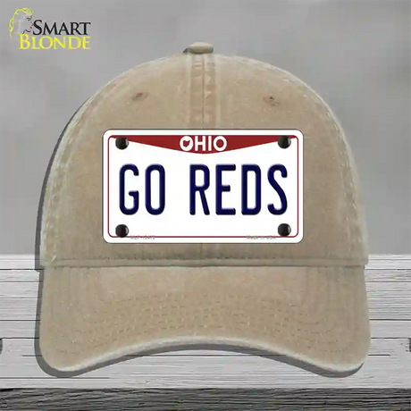 Go Reds Novelty License Plate Hat Tag Unconstructed Cotton / Khaki