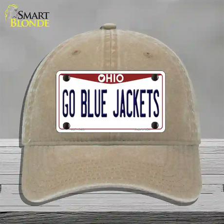 Go Blue Jackets Novelty License Plate Hat Tag Unconstructed Cotton / Khaki