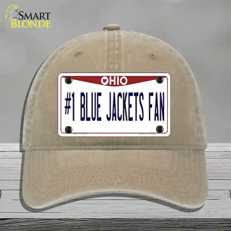 Number 1 Blue Jackets Fan Novelty License Plate Hat Tag Unconstructed Cotton / Khaki