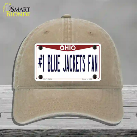 Number 1 Blue Jackets Fan Novelty License Plate Hat Tag Unconstructed Cotton / Khaki