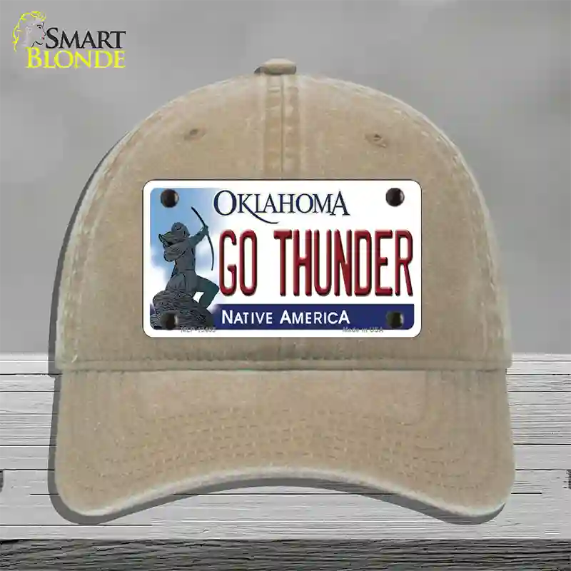 Go Thunder Novelty License Plate Hat Tag Unconstructed Cotton / Khaki