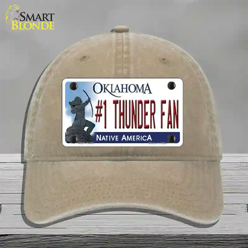 Number 1 Thunder Fan Novelty License Plate Hat Tag Unconstructed Cotton / Khaki