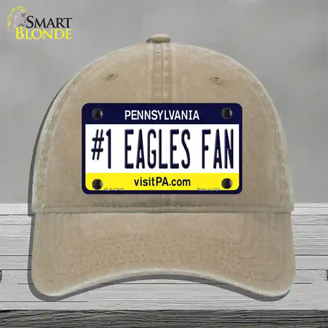 Number 1 Eagles Fan Novelty License Plate Hat Tag Unconstructed Cotton / Khaki