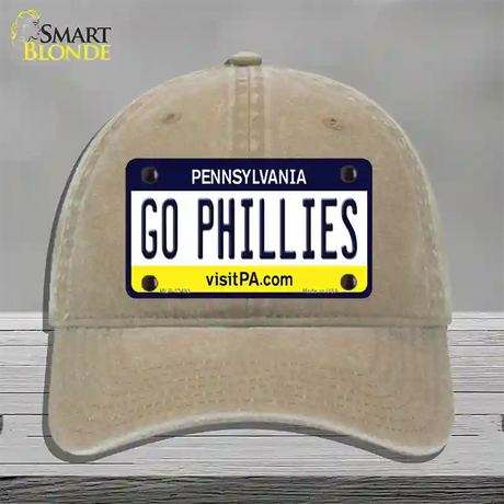 Go Phillies Novelty License Plate Hat Tag Unconstructed Cotton / Khaki