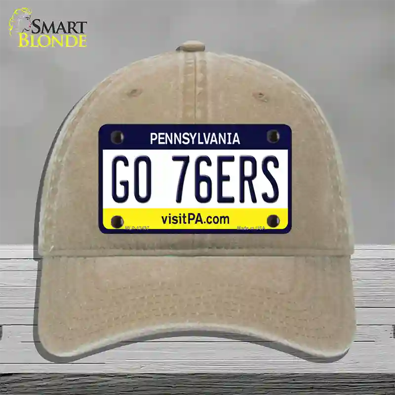 Go 76ers Novelty License Plate Hat Tag Unconstructed Cotton / Khaki