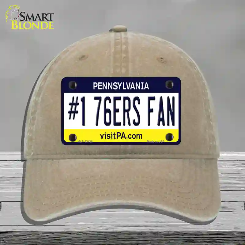 Number 1 76ers Fan Novelty License Plate Hat Tag Unconstructed Cotton / Khaki