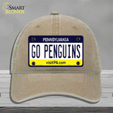 Go Penguins Novelty License Plate Hat Tag Unconstructed Cotton / Khaki