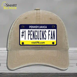 Number 1 Penguins Fan Novelty License Plate Hat Tag Unconstructed Cotton / Khaki