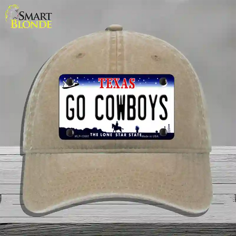 Go Cowboys Novelty License Plate Hat Tag Unconstructed Cotton / Khaki