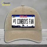 Number 1 Cowboys Fan Novelty License Plate Hat Tag Unconstructed Cotton / Khaki