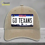 Go Texans Novelty License Plate Hat Tag Unconstructed Cotton / Khaki