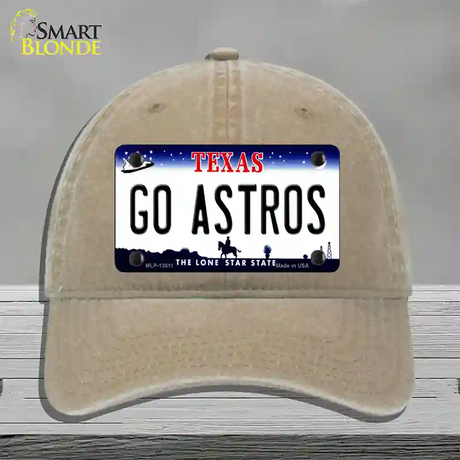 Go Astros Novelty License Plate Hat Tag Unconstructed Cotton / Khaki