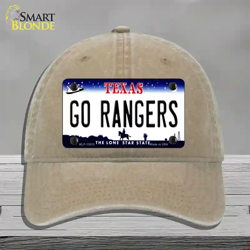 Go Rangers Texas Novelty License Plate Hat Tag Unconstructed Cotton / Khaki