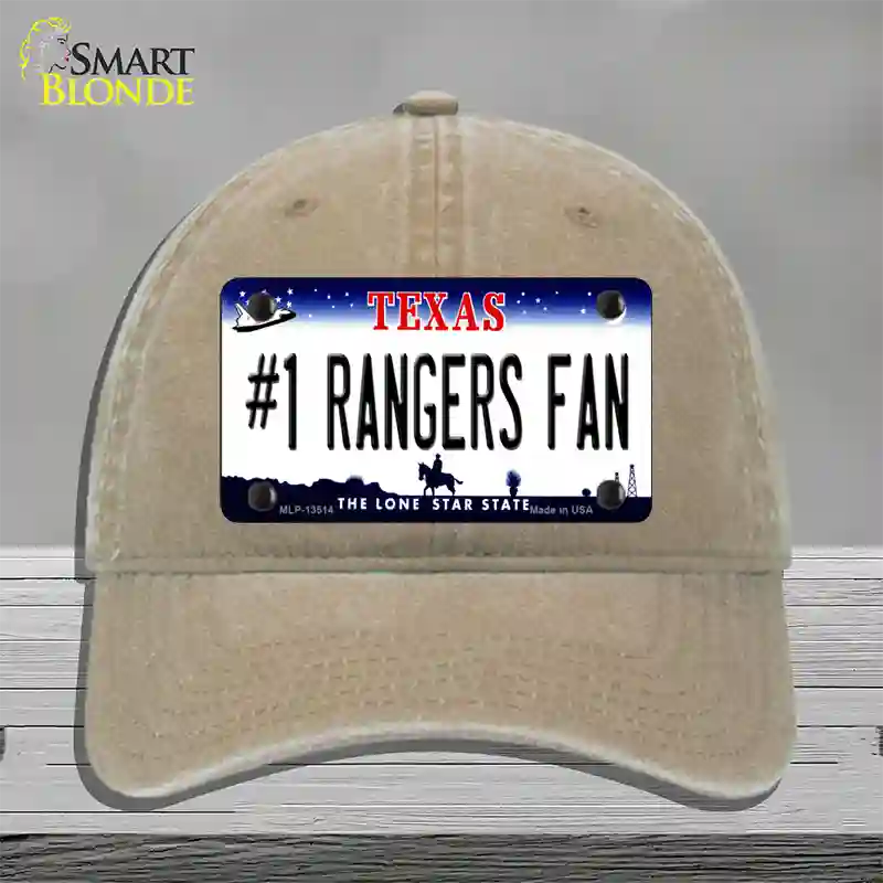 Number 1 Rangers Fan Texas Novelty License Plate Hat Tag Unconstructed Cotton / Khaki