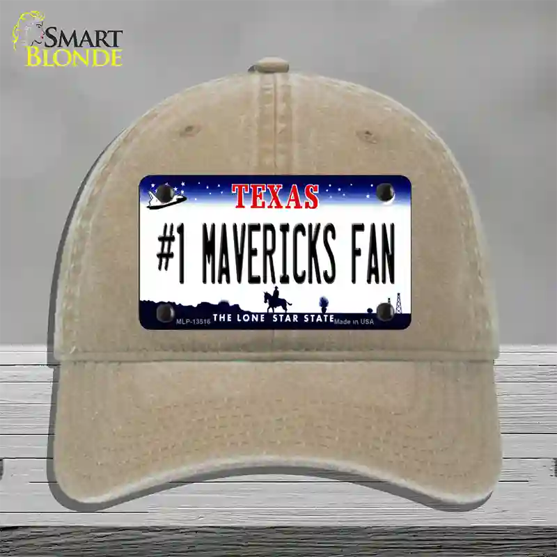 Number 1 Mavericks Fan Novelty License Plate Hat Tag Unconstructed Cotton / Khaki