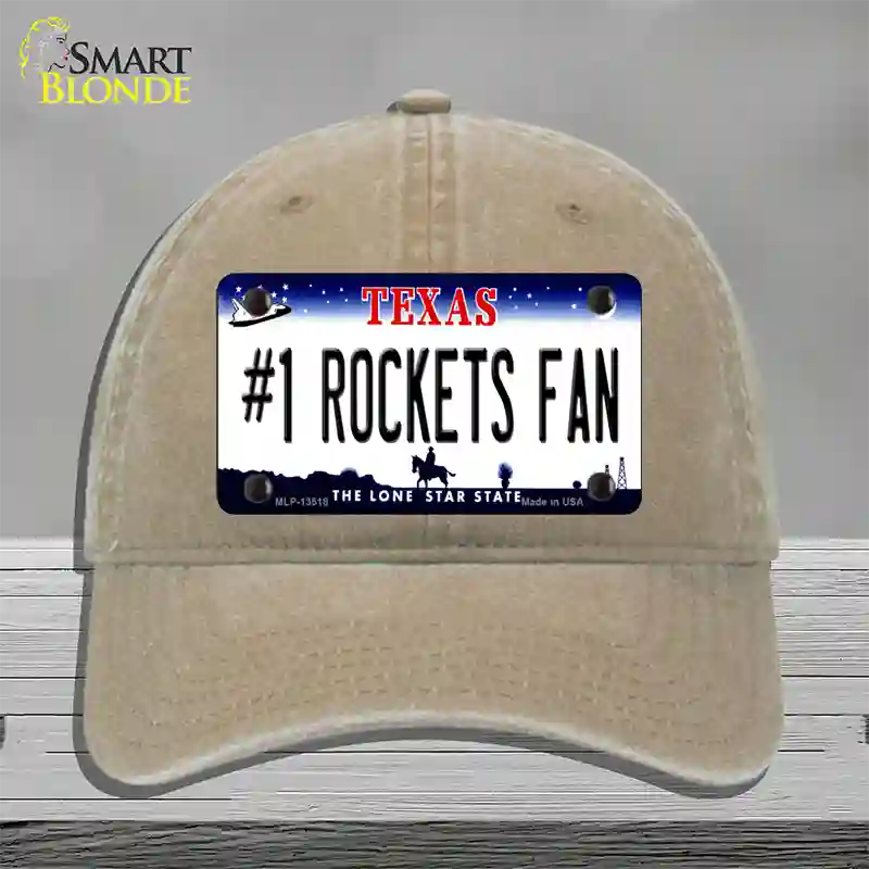 Number 1 Rockets Fan Novelty License Plate Hat Tag Unconstructed Cotton / Khaki