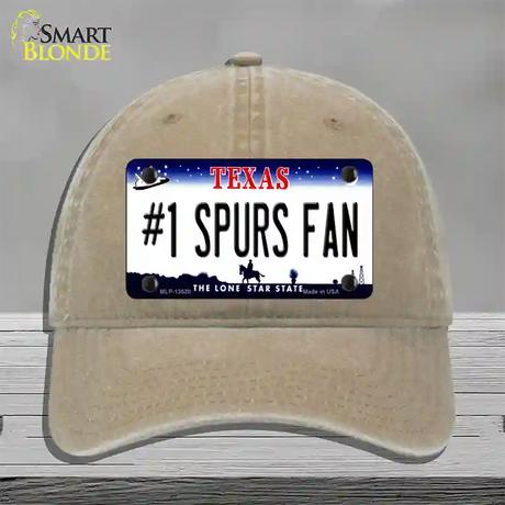 Number 1 Spurs Fan Novelty License Plate Hat Tag Unconstructed Cotton / Khaki