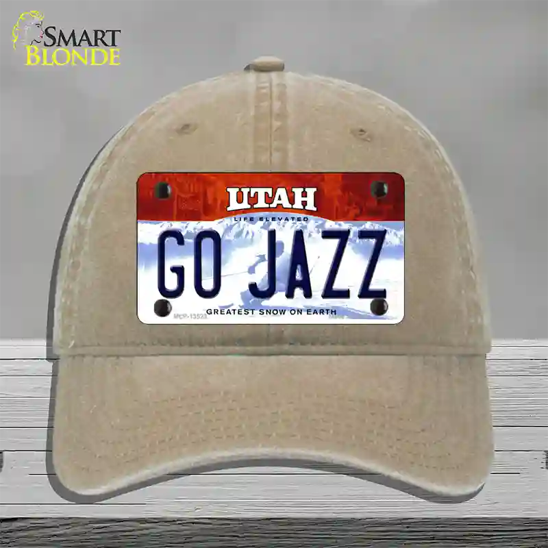 Go Jazz Novelty License Plate Hat Tag Unconstructed Cotton / Khaki