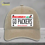 Go Packers Novelty License Plate Hat Tag Unconstructed Cotton / Khaki