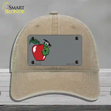 Teacher Apple Offset Novelty License Plate Hat Unconstructed Cotton / Khaki