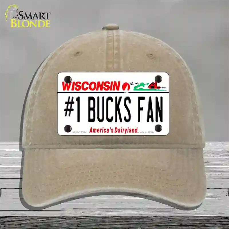 Number 1 Bucks Fan Novelty License Plate Hat Tag Unconstructed Cotton / Khaki