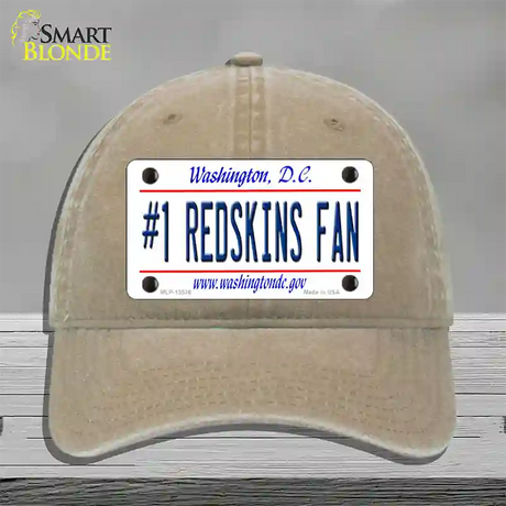 Number 1 Redskins Fan Novelty License Plate Hat Tag Unconstructed Cotton / Khaki