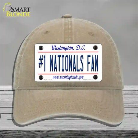 Number 1 Nationals Fan Novelty License Plate Hat Tag Unconstructed Cotton / Khaki