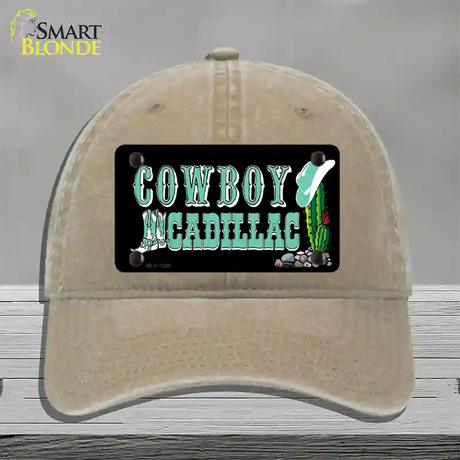 Cowboy Cadillac Novelty License Plate Hat Unconstructed Cotton / Khaki