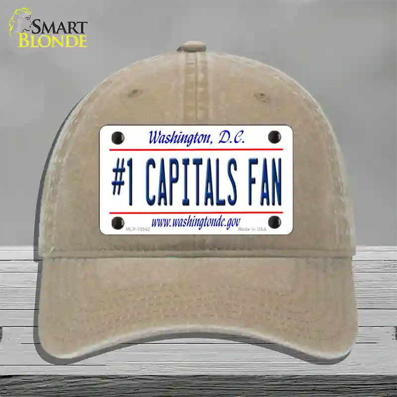 Number 1 Capitals Fan Novelty License Plate Hat Tag Unconstructed Cotton / Khaki