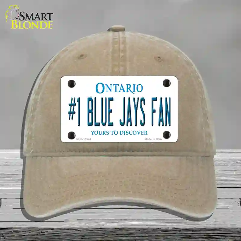 Number 1 Blue Jays Fan Novelty License Plate Hat Tag Unconstructed Cotton / Khaki