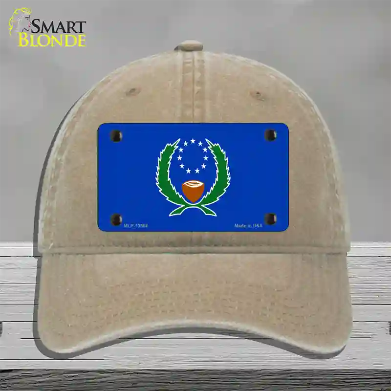 Pohnpei Flag Novelty License Plate Hat Unconstructed Cotton / Khaki