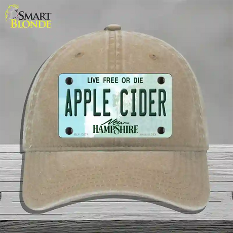 Apple Cider New Hampshire Novelty License Plate Hat Tag Unconstructed Cotton / Khaki