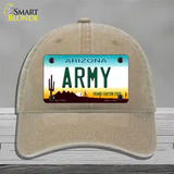 Army Arizona Novelty License Plate Hat Tag Unconstructed Cotton / Khaki