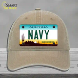 Navy Arizona Novelty License Plate Hat Tag Unconstructed Cotton / Khaki