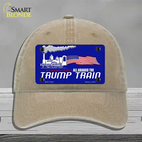 Trump Train Novelty License Plate Hat Tag Unconstructed Cotton / Khaki